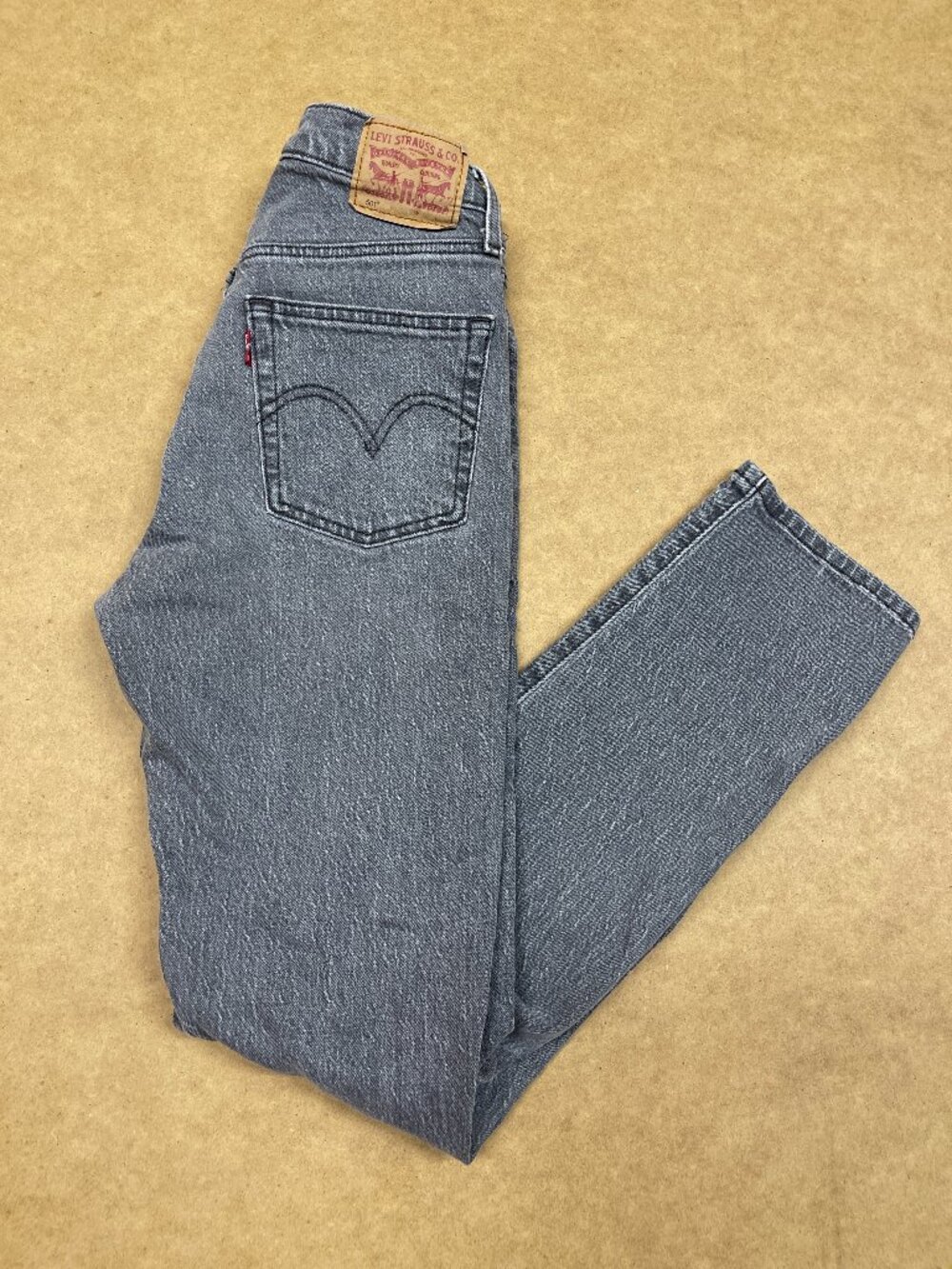 Levis Premium 501 Original Fit Gray Button Fly Straight Jeans Womens 24x30 EUC